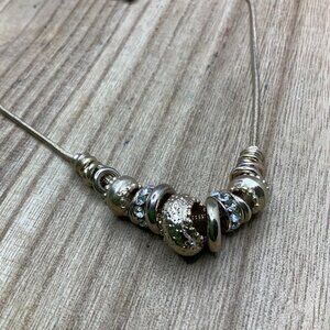 Chico's Gold Tone Rhinestone Stacking Rings Necklace